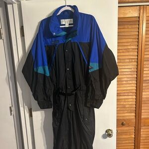 Vintage Columbia Men's Ski Suit Black and Blue